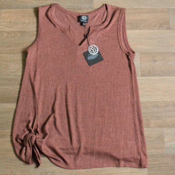 NWT Bobeau Tie Front Split Neck Terracotta Tank Size Small - Picture 3 of 7